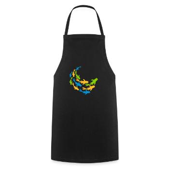Bunter Schwarm Koi Fische - Kochschürze - Schwarz - Vorne - AI Model Male 185 dark (185cm)
