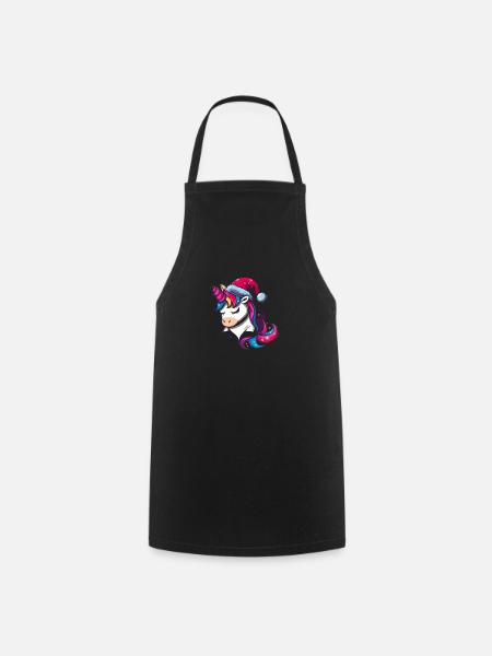 Festliches Einhorn - Kochschürze - Schwarz