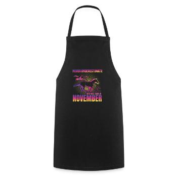 Cette fille aime les chevaux | Novembre - Tablier de cuisine - noir - Devant - AI Model Male 185 dark (185cm)