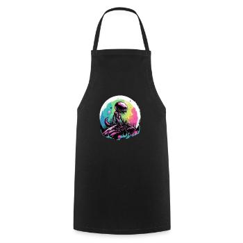 Ali the Alien - Cooking Apron - black - Front - AI Model Male 185 dark (185cm)