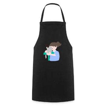 Woman kissing her cute cat - Cooking Apron - black - Front - AI Model Male 185 dark (185cm)