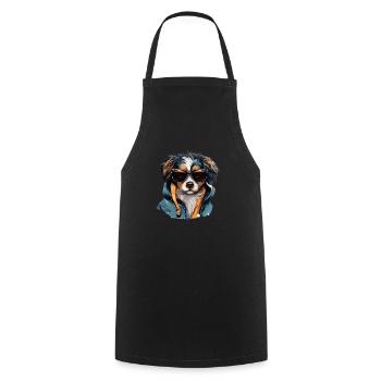 Pattes urbaines: Streetwise Dog Vibes | Amoureux des chiens - Tablier de cuisine - noir - Devant - AI Model Male 185 dark (185cm)