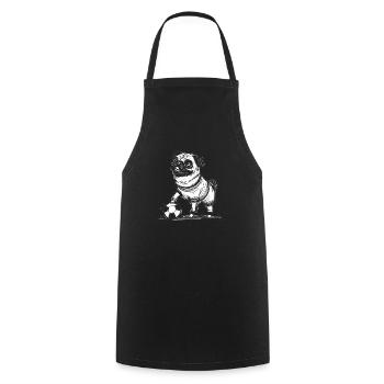 Football Pug drawing - Cooking Apron - black - Front - AI Model Male 185 dark (185cm)