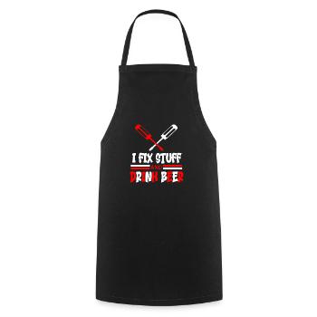 I fix stuff and drink bear funny quote - Cooking Apron - black - Front - AI Model Male 185 dark (185cm)