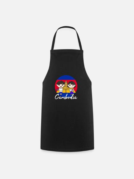 Temple du Cambodge Khmer Vintage drapeau je cadeau - Tablier de cuisine - noir