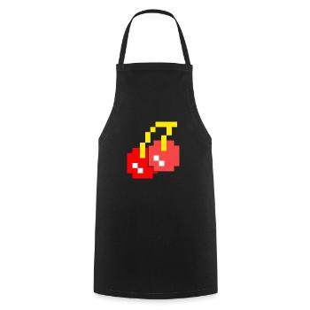 8 Bit Pixel Cherries des années 80 jeu vidéo Halloween - Tablier de cuisine - noir - Devant - AI Model Male 185 dark (185cm)