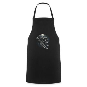 Lame tranchante : Crâne et couteau orné - Tablier de cuisine - noir - Devant - AI Model Male 185 dark (185cm)