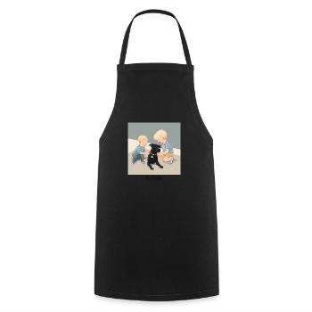 Le chien et ses enfants - Tablier de cuisine - noir - Devant - AI Model Male 185 dark (185cm)