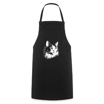 Katze, katzenmotiv, süße, geschenk, geschenkideen - Kochschürze - Schwarz - Vorne - AI Model Male 185 dark (185cm)