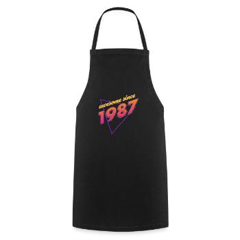 Rétro - Awesome since 1987 - Tablier de cuisine - noir - Devant - AI Model Male 185 dark (185cm)