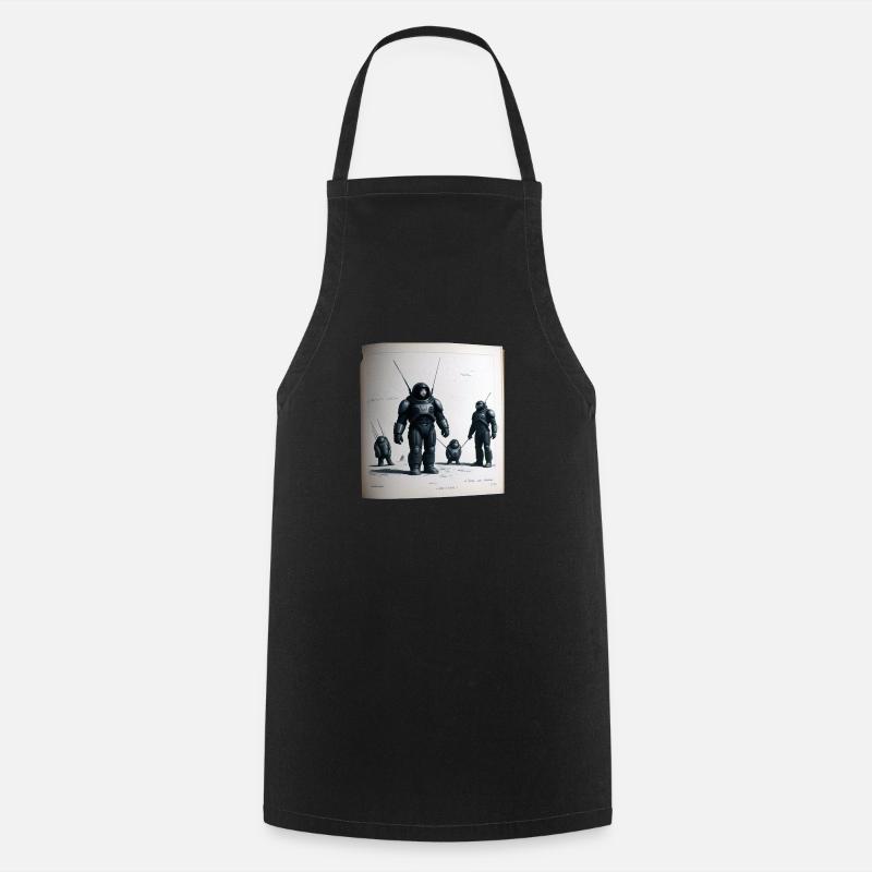 Vintage Robot Comic - Cooking Apron - black