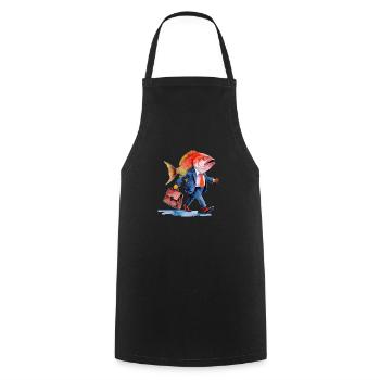 Funny Business Fish Creative Design Work - Cooking Apron - black - Front - AI Model Male 185 dark (185cm)