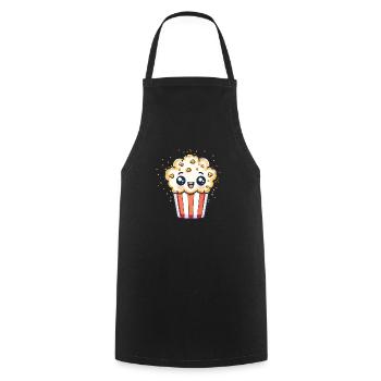 Cute Popcorn Character - Cooking Apron - black - Front - AI Model Male 185 dark (185cm)