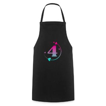 4th Birthday Colorful Heart Circle - Cooking Apron - black - Front - AI Model Male 185 dark (185cm)