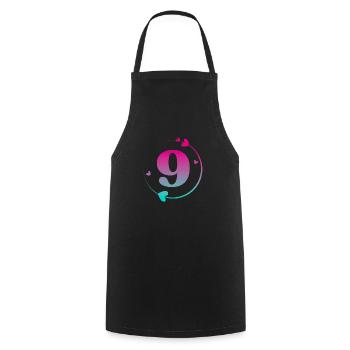 9e anniversaire cercle cœur coloré - Tablier de cuisine - noir - Devant - AI Model Male 185 dark (185cm)