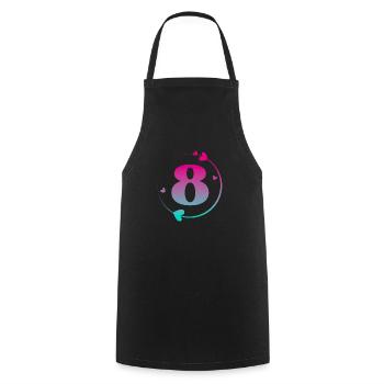 8th Birthday Colorful Heart Circle - Cooking Apron - black - Front - AI Model Male 185 dark (185cm)