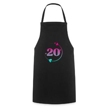 20th Birthday Colorful Heart Circle - Cooking Apron - black - Front - AI Model Male 185 dark (185cm)