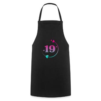 19th Birthday Colorful Heart Circle - Cooking Apron - black - Front - AI Model Male 185 dark (185cm)