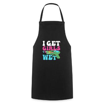I Get Girls Wet Squirt Gun Summer Water Fun - Cooking Apron - black - Front - AI Model Male 185 dark (185cm)