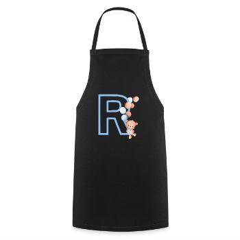 Blue letter r bear - Cooking Apron - black - Front - AI Model Male 185 dark (185cm)