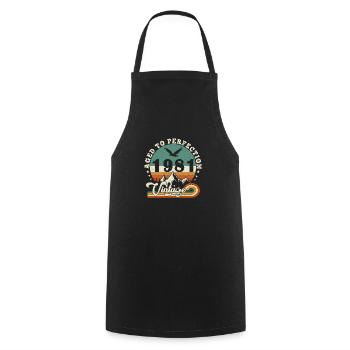 Aged to perfection 1982 Retro -Edition 2025. - Cooking Apron - black - Front - AI Model Male 185 dark (185cm)