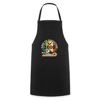 Vintage Birthday in 2011 - anniversaire 2025. - Tablier de cuisine - noir - Devant - AI Model Male 185 dark (185cm)