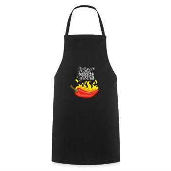 Chili – scharf schmeckt alles besser - Kochschürze - Schwarz - Vorne - AI Model Male 185 dark (185cm)