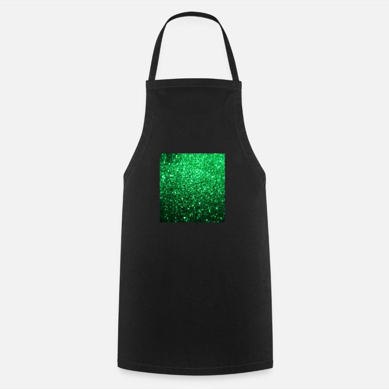 Funkelnder grüner Glitter - Kochschürze - Schwarz