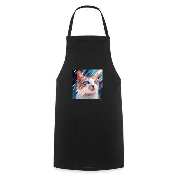 cute cat in art - Kochschürze - Schwarz - Vorne - AI Model Male 185 dark (185cm)