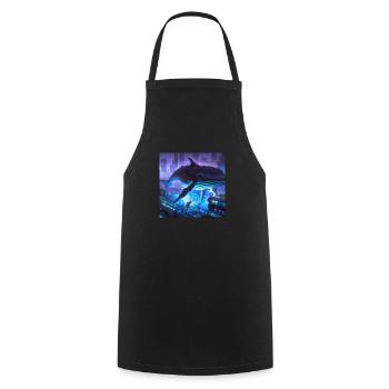 Whale floating in the city - Cooking Apron - black - Front - AI Model Male 185 dark (185cm)