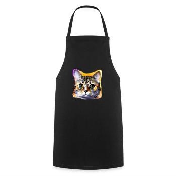 Katzengesicht 4 - Kochschürze - Schwarz - Vorne - AI Model Male 185 dark (185cm)