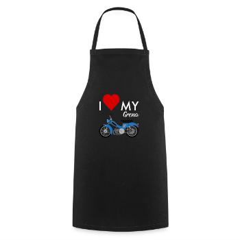 I Love My Grena Bleu White - Tablier de cuisine - noir - Devant - AI Model Male 185 dark (185cm)