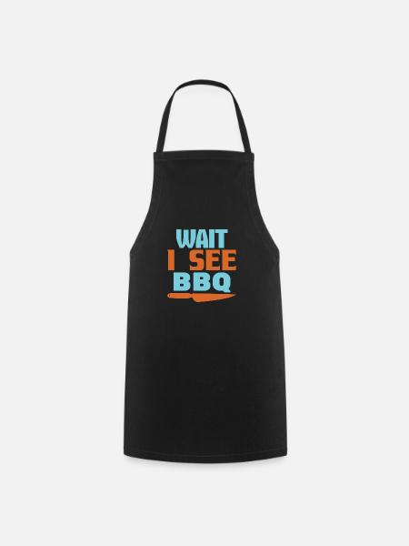 WAIT I SEE BBQ - Cooking Apron - black