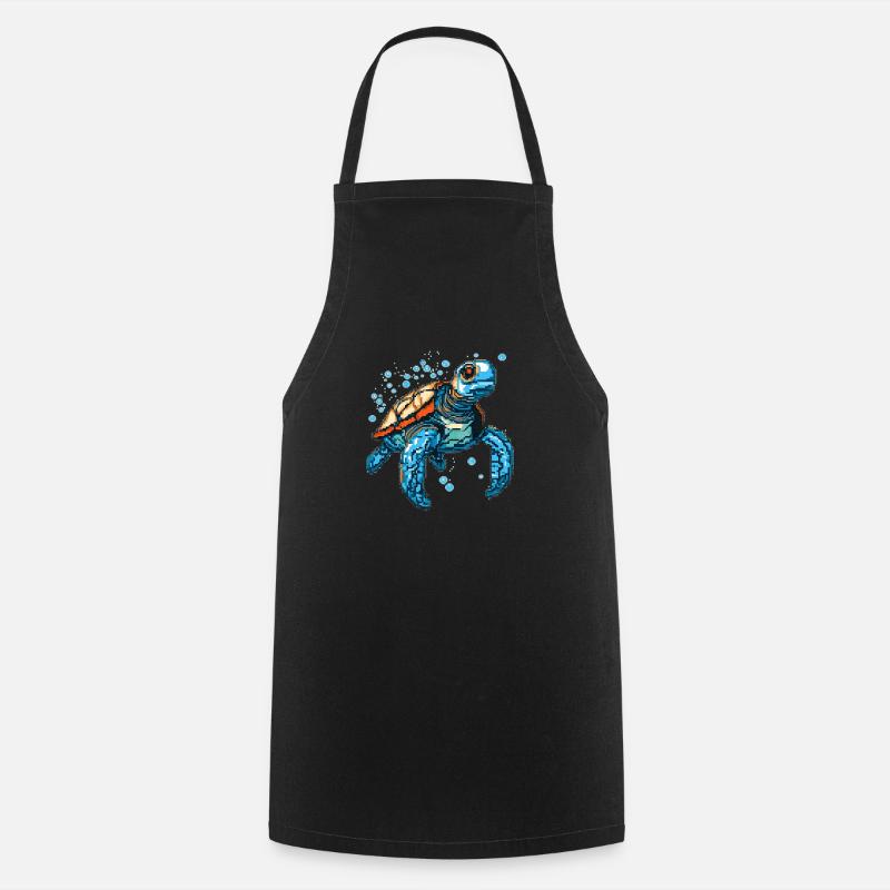 Turtle dans les graphismes de jeu rétro 8 bits - Tablier de cuisine - noir