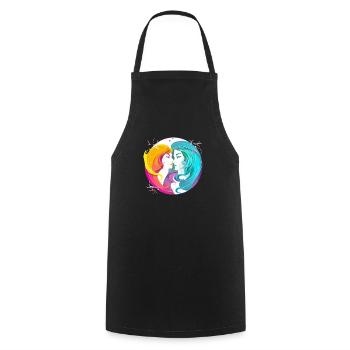 The Gémini binoculars - Cooking Apron - black - Front - AI Model Male 185 dark (185cm)