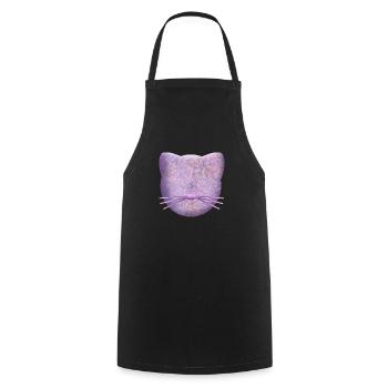 Lila Katzenlogo - Kochschürze - Schwarz - Vorne - AI Model Male 185 dark (185cm)
