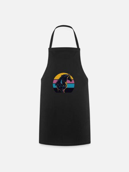 Stallion Horse Sunset - Cooking Apron - black