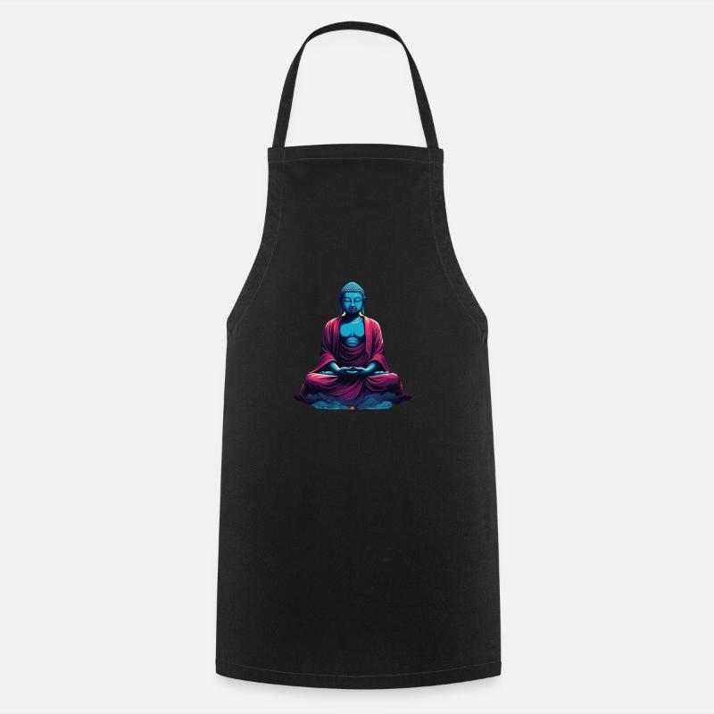 Bouddha bleu dans la méditation contemplation dualité - Tablier de cuisine - noir
