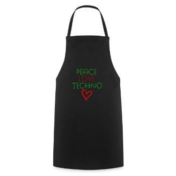 Frieden Liebe Techno Zitat - Kochschürze - Schwarz - Vorne - AI Model Male 185 dark (185cm)