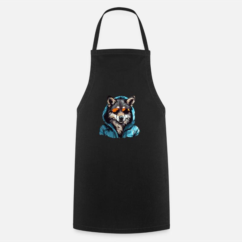 Gray wolf in street style | Wolf lovers - Cooking Apron - black