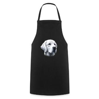 Labrador Retriever blanc yeux bleus - Tablier de cuisine - noir - Devant - AI Model Male 185 dark (185cm)