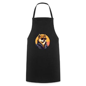Chien Shiba | Graphisme streetwear - Tablier de cuisine - noir - Devant - AI Model Male 185 dark (185cm)