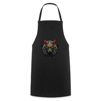 Geschenk Wikinger Wolf Krafttier Schamane Odin - Kochschürze - Schwarz - Vorne - AI Model Male 185 dark (185cm)
