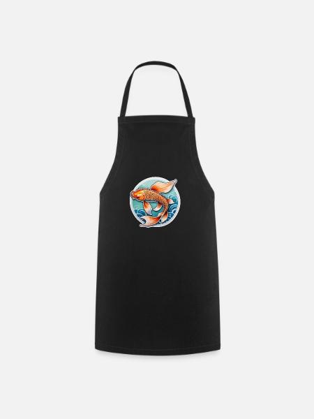 Koi Karpfen - Japanischer Fisch - Kochschürze - Schwarz
