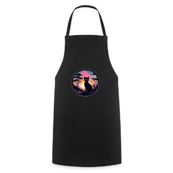 Cat Landscape and Sunset - Cooking Apron - black - Front - AI Model Male 185 dark (185cm)