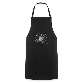 Feuerwerk in Flieder, Blau, Gelb und Weiß - Kochschürze - Schwarz - Vorne - AI Model Male 185 dark (185cm)