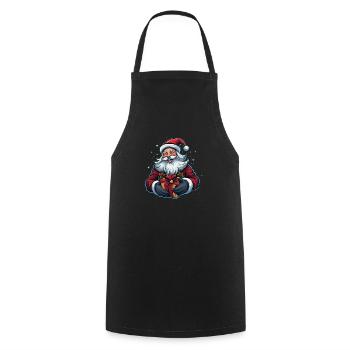Le Père Noël vous souhaite un joyeux Noël - Tablier de cuisine - noir - Devant - AI Model Male 185 dark (185cm)