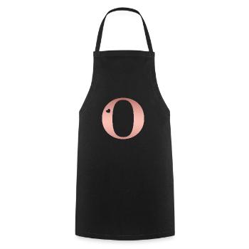 letter O rose gold - Cooking Apron - black - Front - AI Model Male 185 dark (185cm)