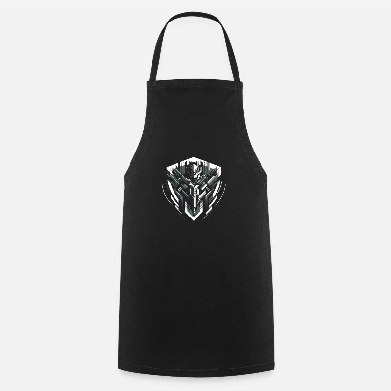 Monochrome Mech Heart - Cooking Apron - black