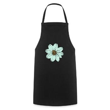Blume hellblau blaue Blume - Kochschürze - Schwarz - Vorne - AI Model Male 185 dark (185cm)